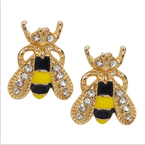 Enamel Bee Stud Earrings - Picture 3 of 3